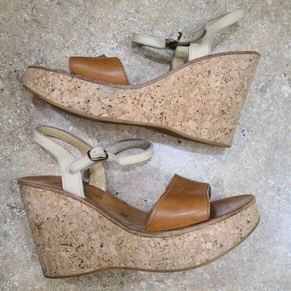 K. Jacques St. Tropez Womens Brown Leather Cork Wedge Sandals 39 Size 7.5 8 - Picture 11 of 11